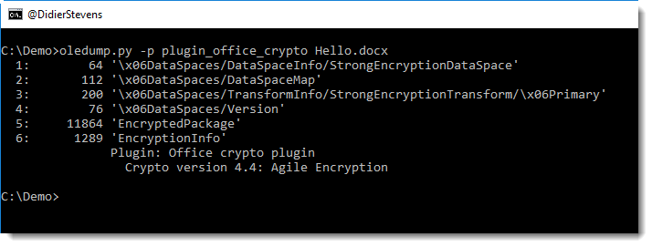 Encrypted OOXML Documents | Didier Stevens