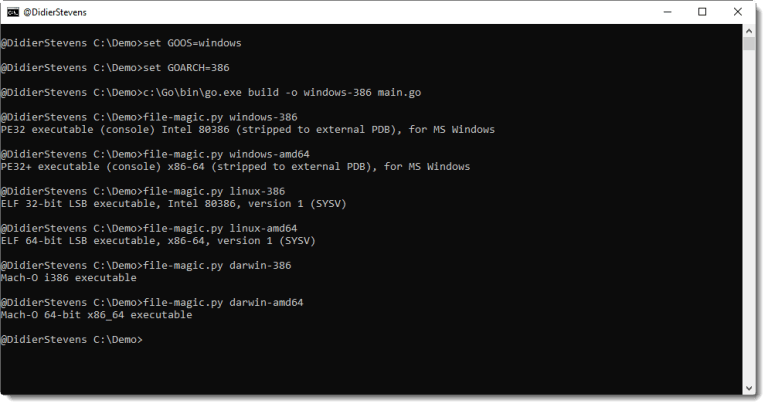 Quickpost: Go: Building For Multiple Operating Systems | Didier Stevens